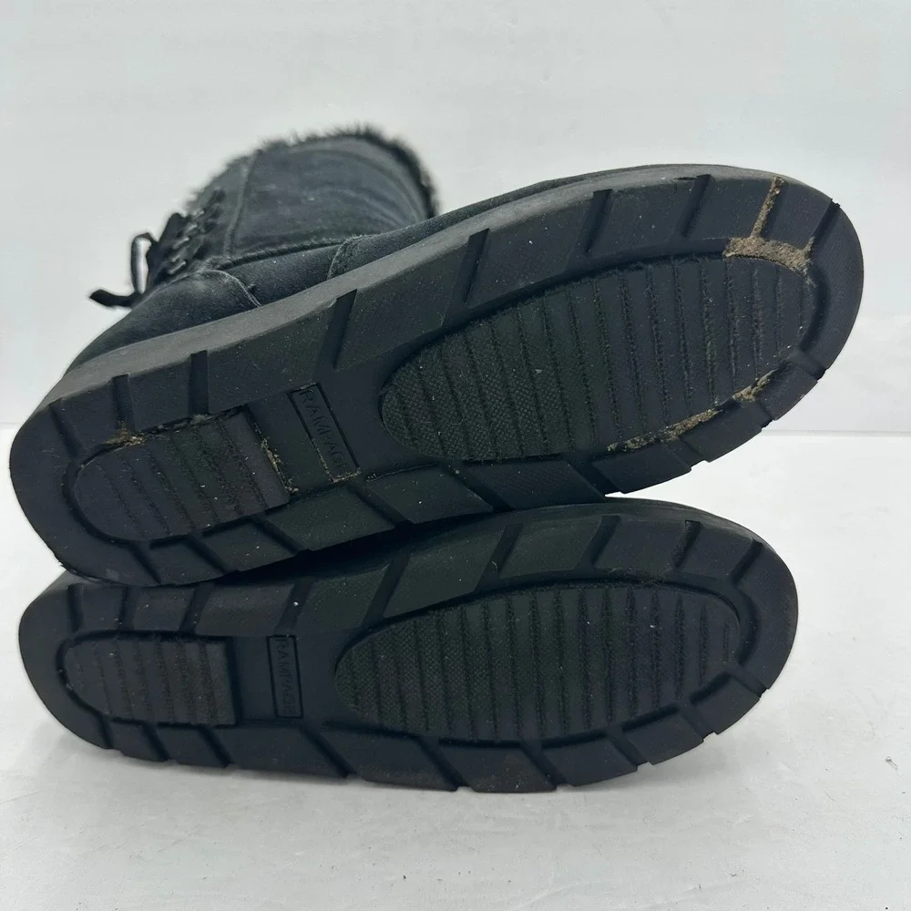 Rampage Aligner Womens Y2K Black Faux Fur Trim Back Lace Up Size 7.5 Bratz Goth